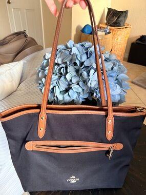 Coach black Tote with Brown Leather Trim with hangtag